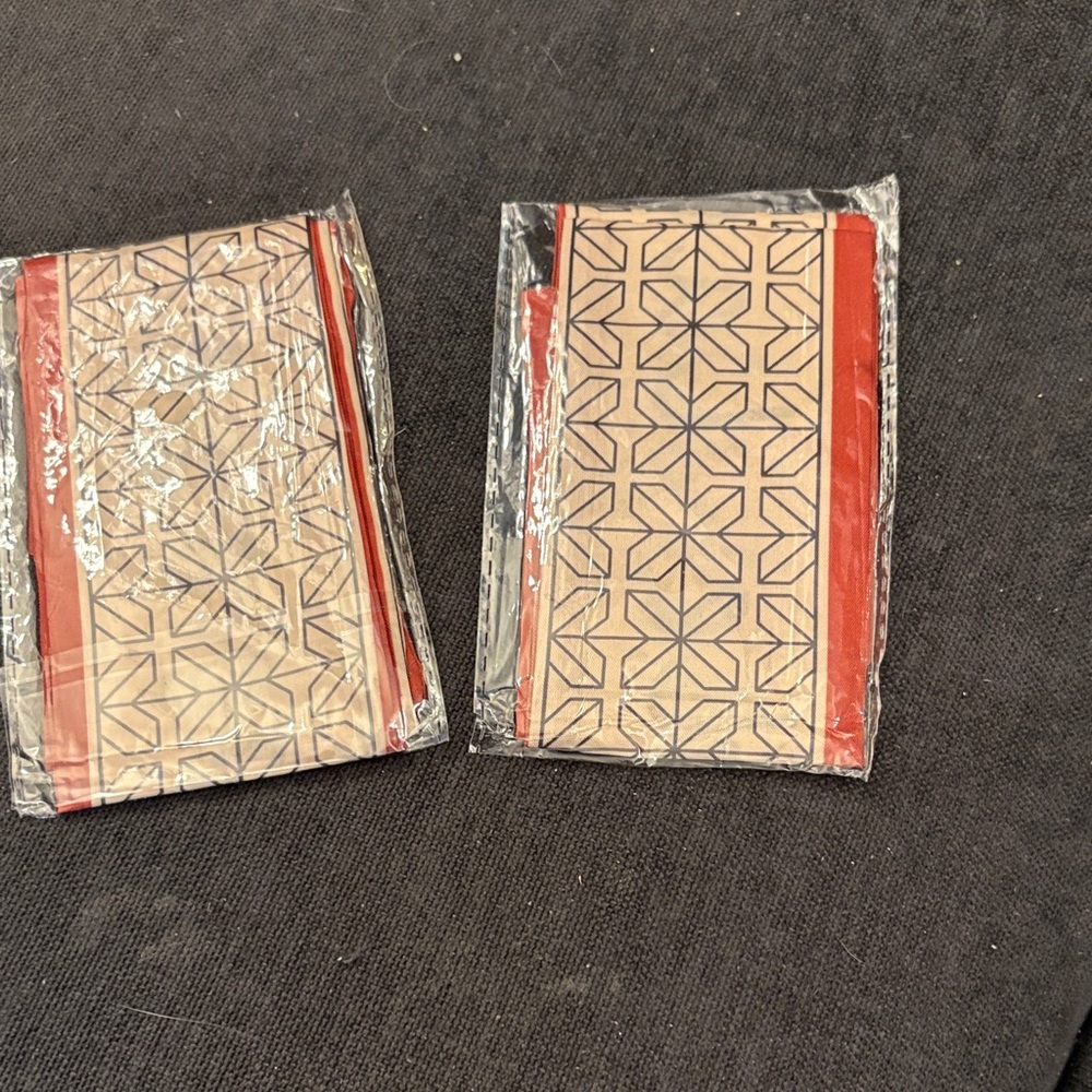 Geometric Patterned Scarves With Red Accents - image 1